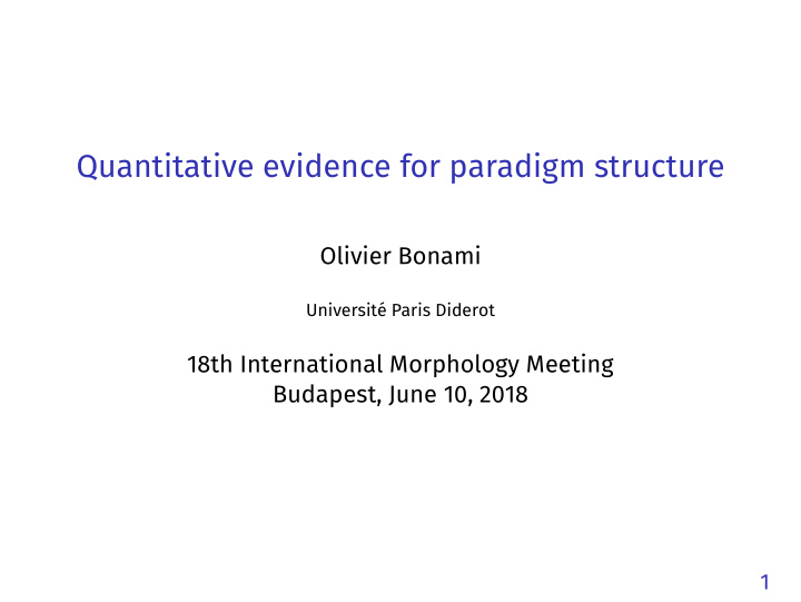 quantitative evidence for paradigm structure