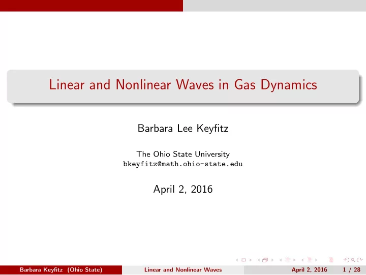 linear and nonlinear waves in gas dynamics