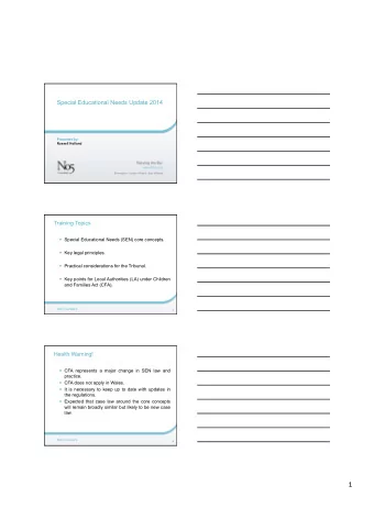 1    The Law  Part 3 Children and Families Act 2014  Special Educational Needs and