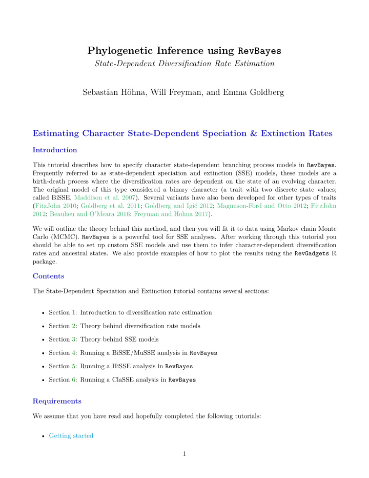 phylogenetic inference using revbayes