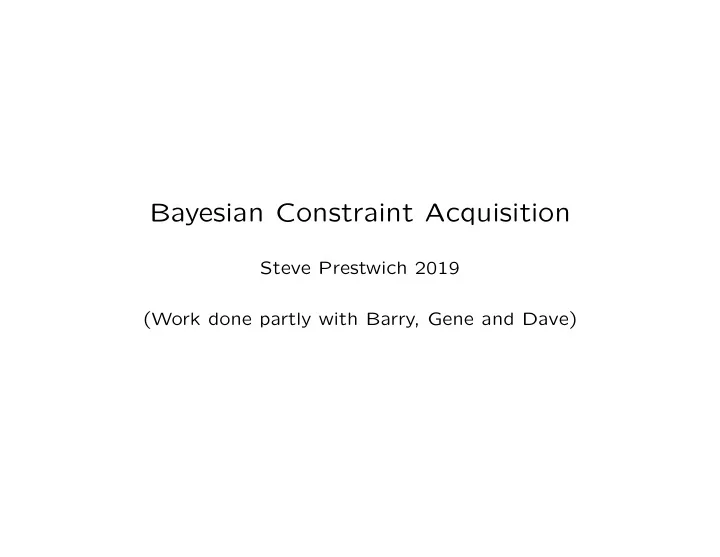 bayesian constraint acquisition