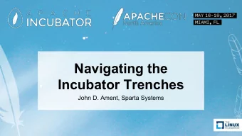 Navigating the  Incubator Trenches  John D. Ament, Sparta Systems  Who am I?
