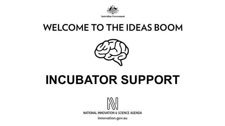incubator support background a national innovation and