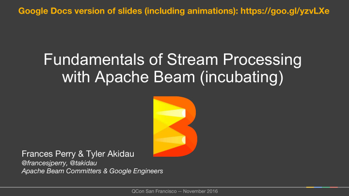 fundamentals of stream processing with apache beam