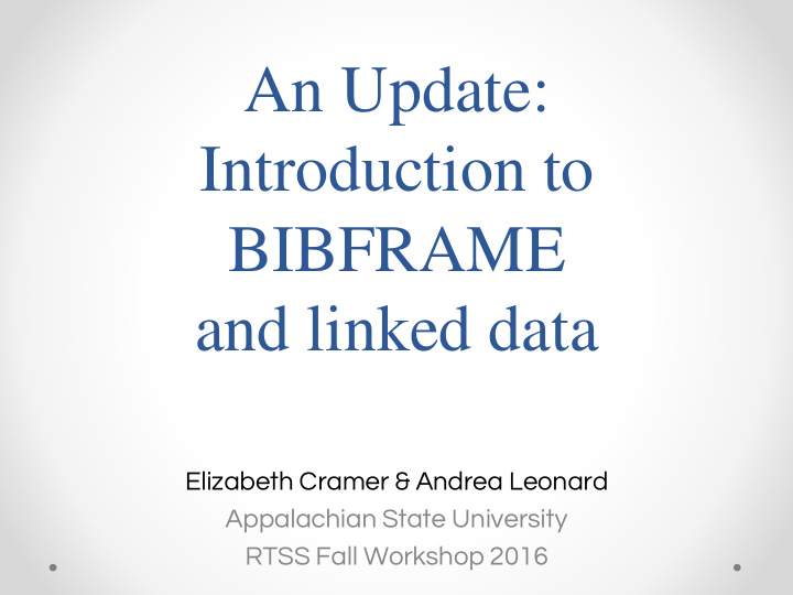 introduction to bibframe and linked data
