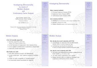 Investigating Dimensionality  Dimensionality  Dimensionality  with  with  Investigating
