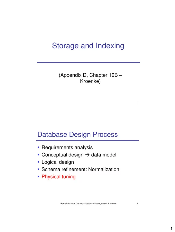 storage and indexing