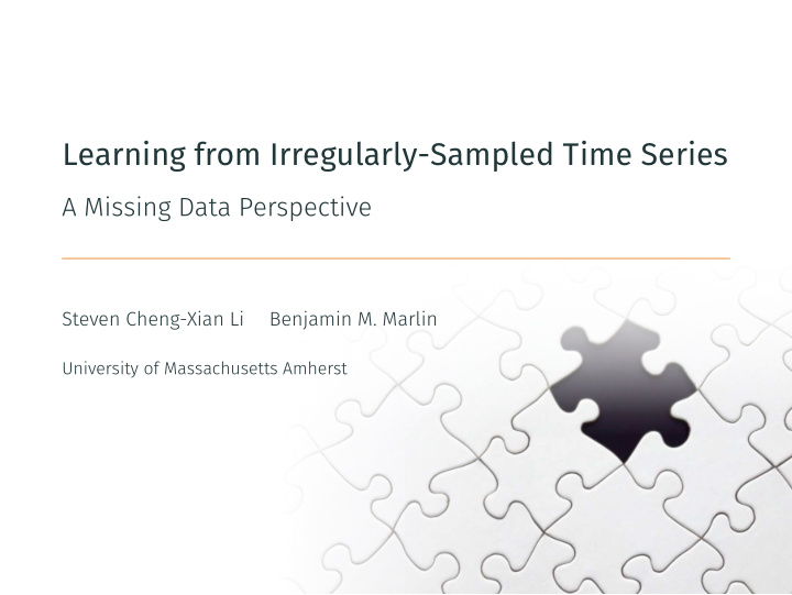learning from irregularly sampled time series