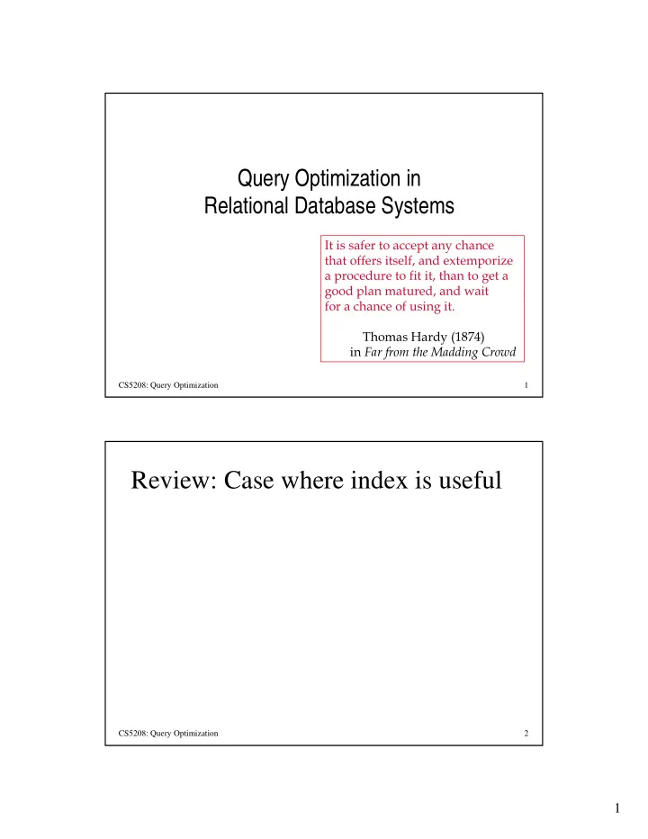 review case where index is useful