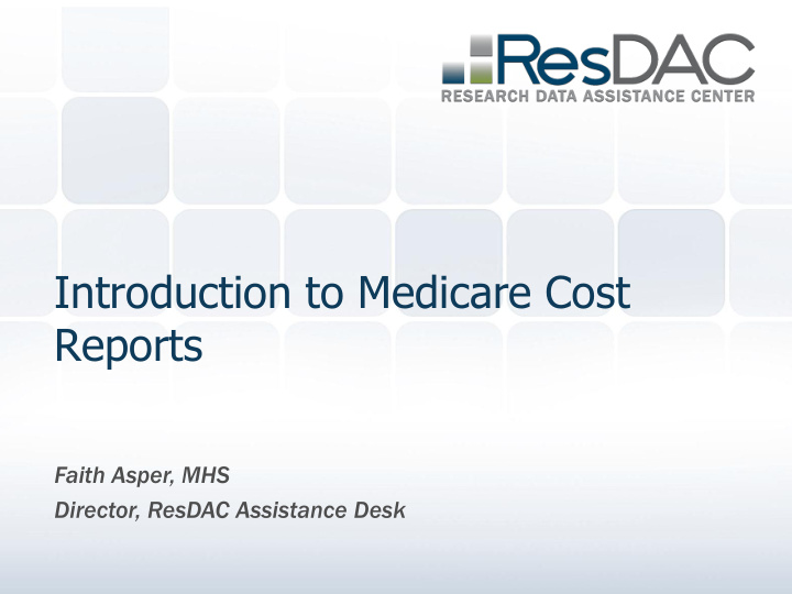 introduction to medicare cost reports