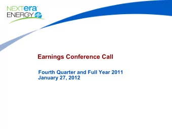 Earnings Conference Call  Fourth Quarter and Full Year 2011  January 27, 2012  Cautionary