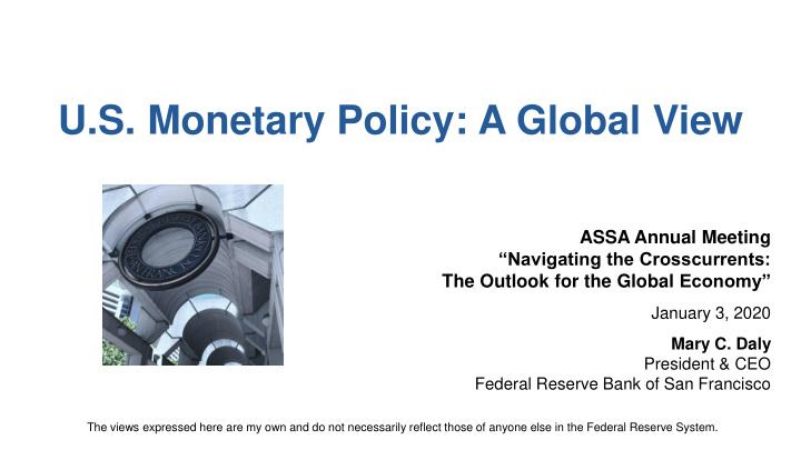u s monetary policy a global view