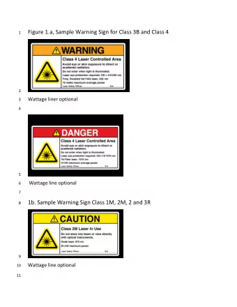 Figure 1.a, Sample Warning Sign for Class 3B and Class 4  1  2 Wattage liner optional  3  4  5