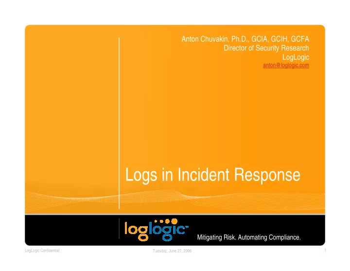logs in incident response