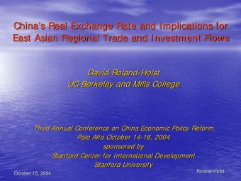 China  s Real Exchange Rate and Implications for  s Real Exchange Rate and Implications for