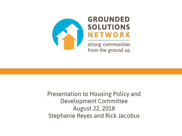 presentation to housing policy and development committee