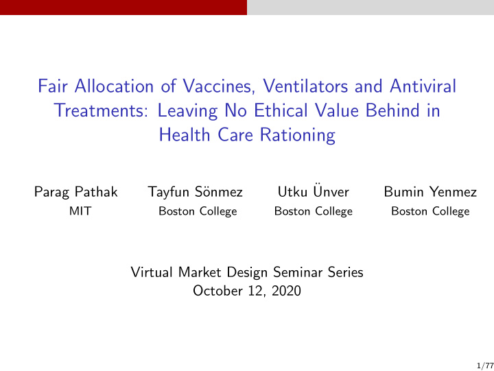 fair allocation of vaccines ventilators and antiviral