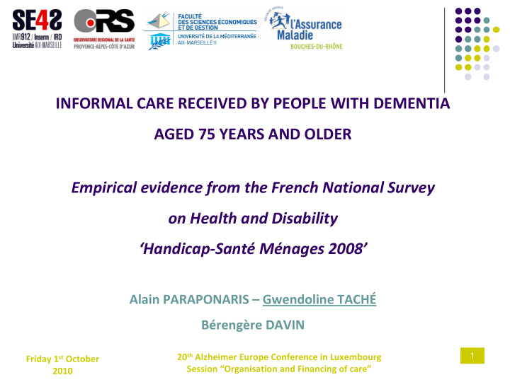 informal care received by people with dementia aged 75