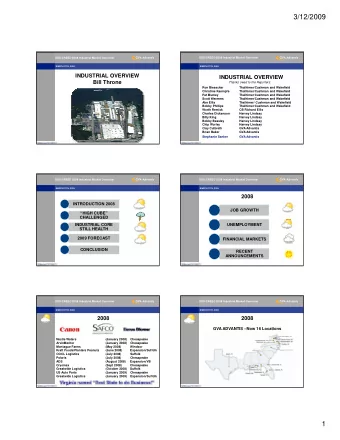 3/12/2009  ODU/CREED 2008 Industrial Market Overview  ODU/CREED 2008 Industrial Market Overview