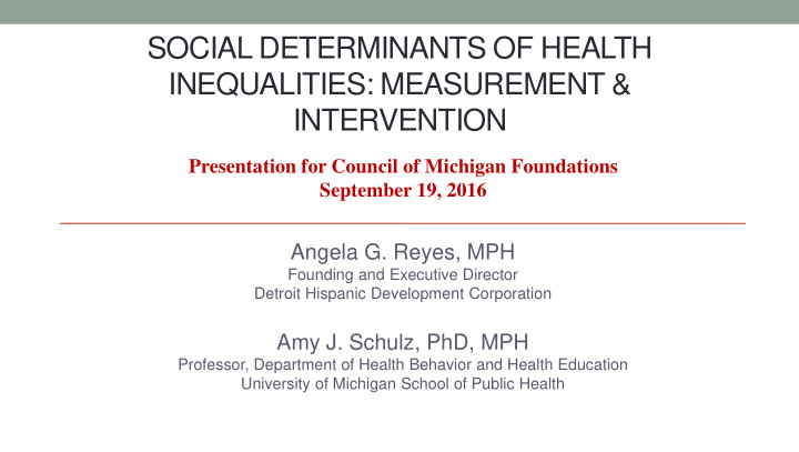 social determinants of health inequalities measurement