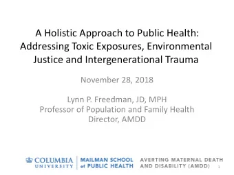 A Holistic Approach to Public Health:  Addressing Toxic Exposures, Environmental  Justice and