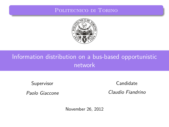 information distribution on a bus based opportunistic