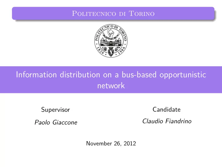 information distribution on a bus based opportunistic