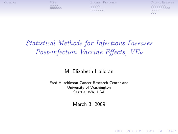 statistical methods for infectious diseases