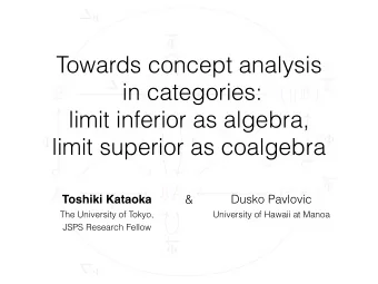 Towards concept analysis        in categories:   (  B )  B  B  limit inferior as