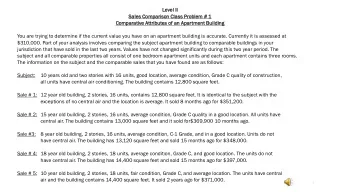 Level II  Le  II  Sales C  Compa  mparison C  n Class Proble  lem  m # 1  Compa  mparative A