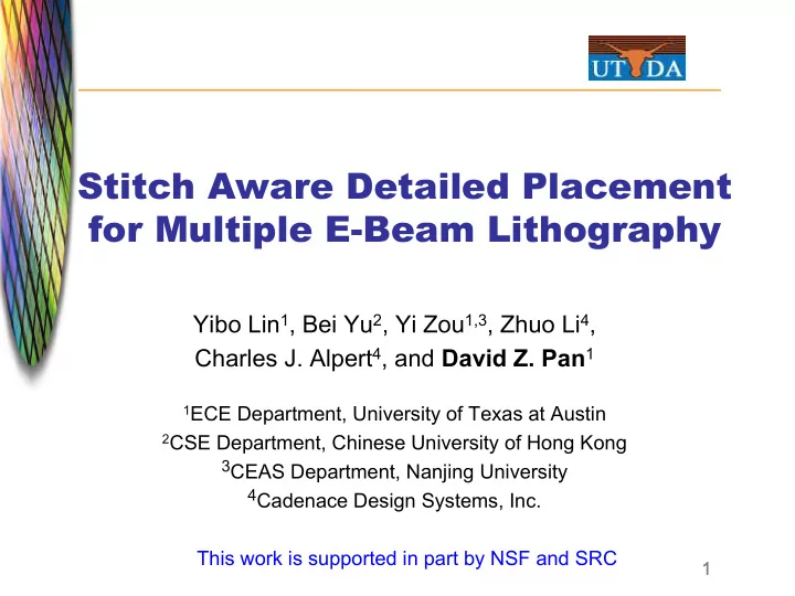 stitch aware detailed placement for multiple e beam