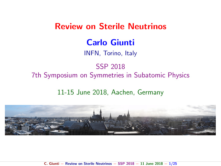 review on sterile neutrinos carlo giunti