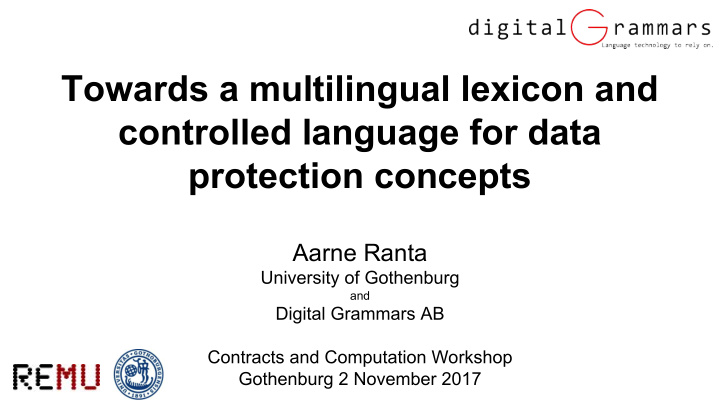 towards a multilingual lexicon and controlled language