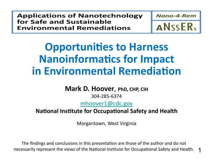 opportunihes to harness nanoinformahcs for impact in