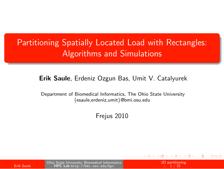 partitioning spatially located load with rectangles