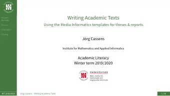 Writing Academic Texts  General  Remarks  Using the Media Informatics templates for theses &amp;