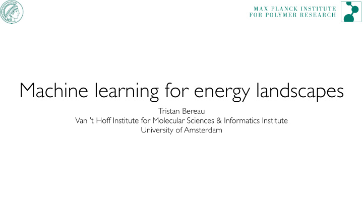 machine learning for energy landscapes