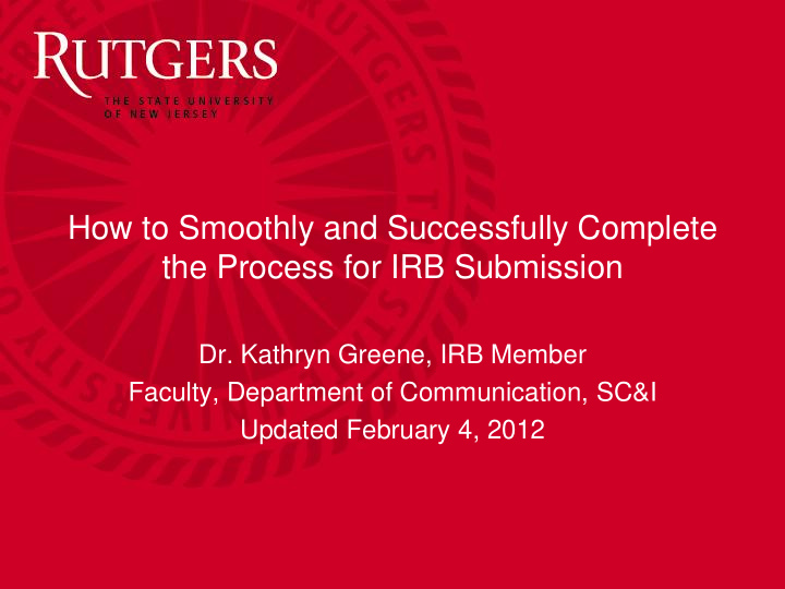 the process for irb submission