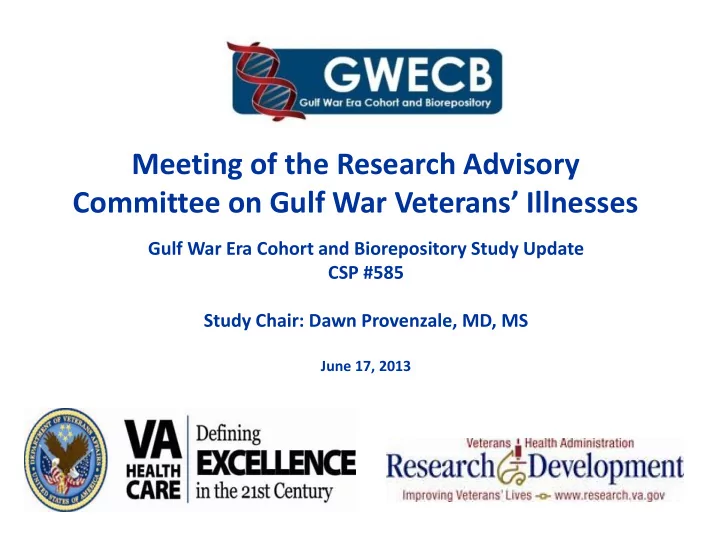 meeting of the research advisory committee on gulf war