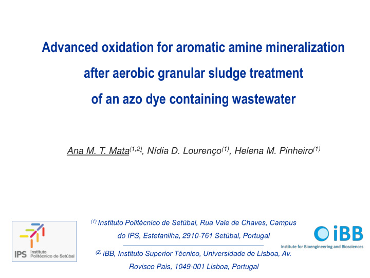 advanced oxidation for aromatic amine mineralization