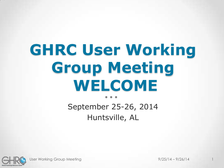 ghrc user working