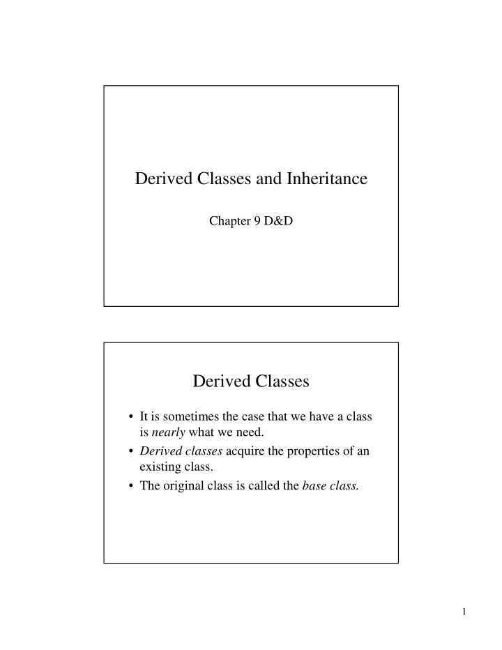 derived classes and inheritance