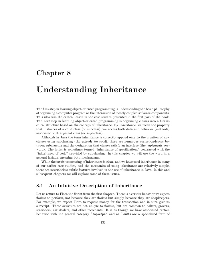 chapter 8 understanding inheritance the rst step in