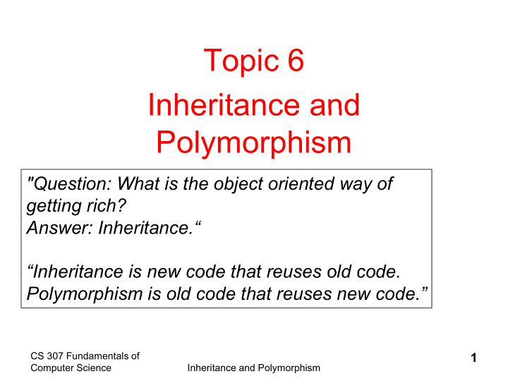 topic 6 topic 6 inheritance and inheritance and