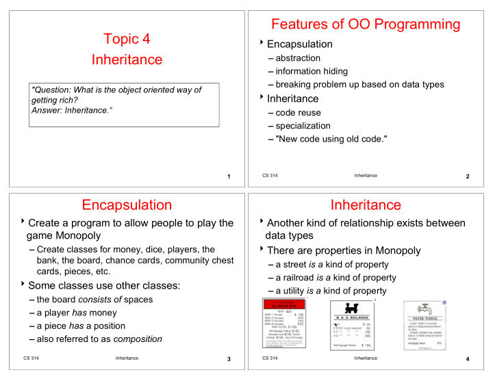 features of oo programming topic 4