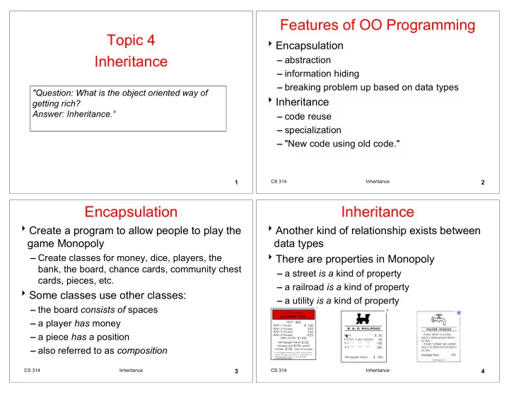 features of oo programming topic 4