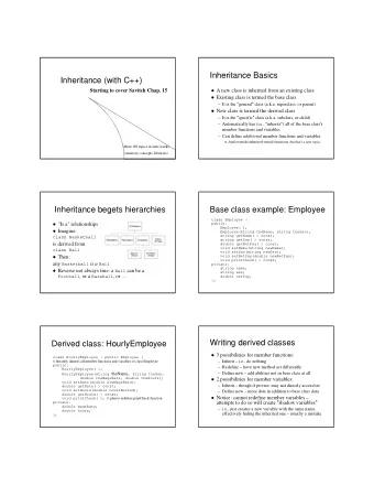 Inheritance Basics  Inheritance (with C++)  Starting to cover Savitch Chap. 15  A new class is