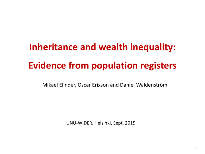 inheritance and wealth inequality