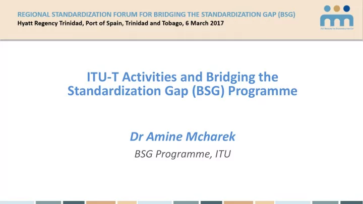 standardization gap bsg programme
