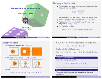The story of the film so far... The probability of A occurring given that B has occurred is  the